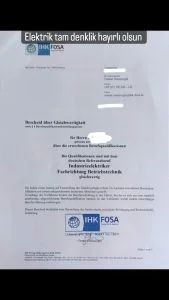 Elektrik Denklik Belgesi