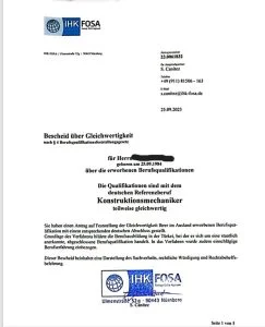 Kaynakçı Denklik Belgesi